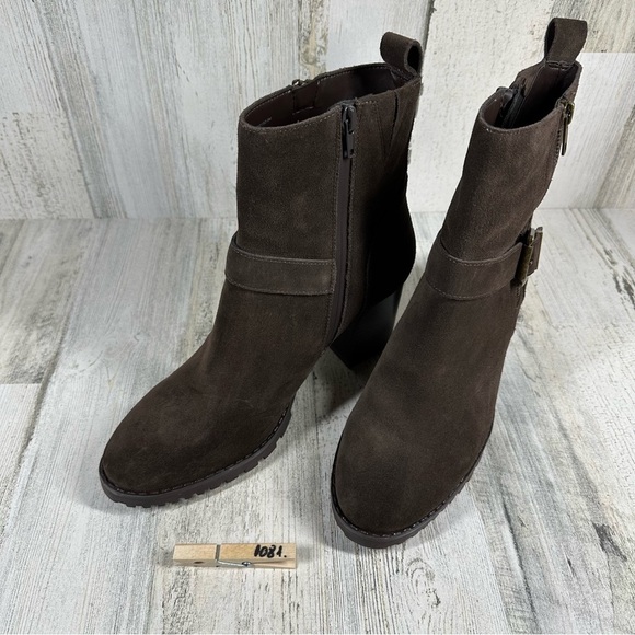 NEW Blondo Talyn Waterproof Brown Leather Block Heel Ankle Boots #1081 - Picture 2 of 12